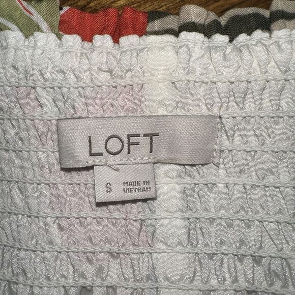 Women's LOFT Orange Floral Smock Waist Flare Short Lined Skirt Size Small EUC‎ - Picture 5 of 5